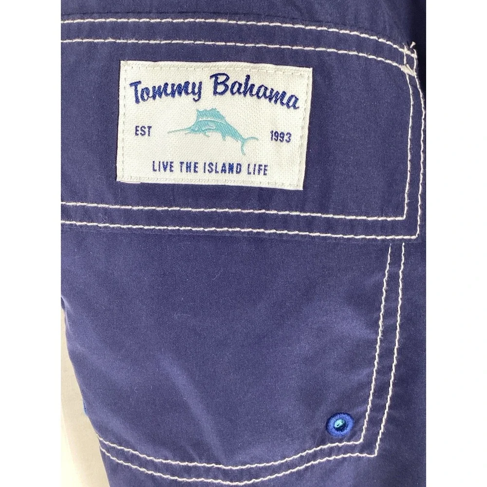 TOMMY BAHAMA Baja Lei Blue Swim Trunks With Liner Big Mens Size 2XLB